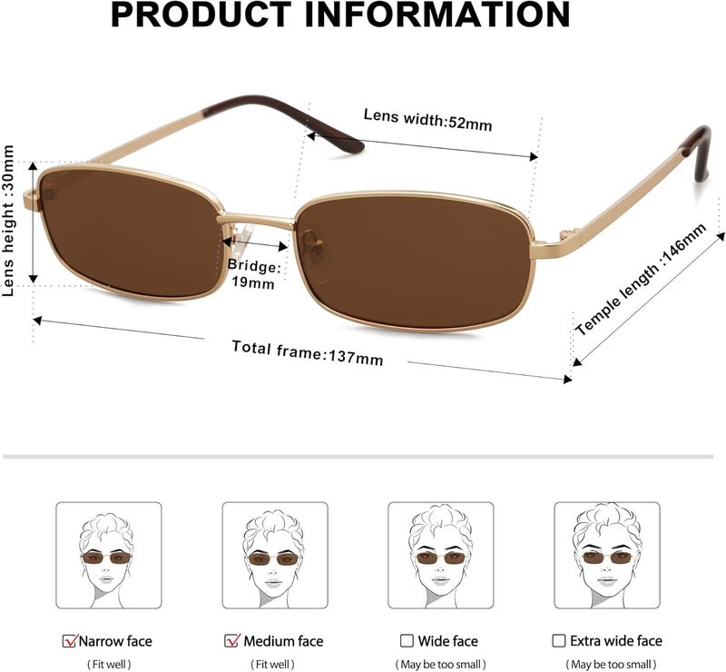 Sojos Small Trendy Rectangle Sunglasses Womens Mens, Retro 80s 90s Y2k Chic Narrow Thin Skinny Sunnies SJ1187 - Image 4